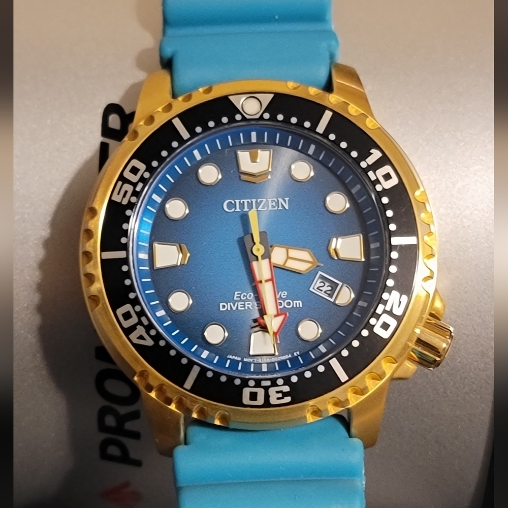 Citizen Eco-Drive Blue and Gold Diver's Watch